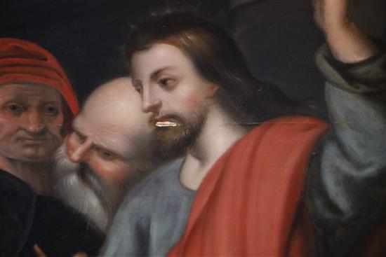 19th century Continental School Jesus in the temple 28.5 x 40.5in.